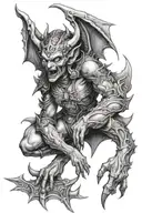 demons and angels style female gargoyle warrior tattoo design idea