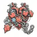heart shaped chain with broken parts tattoo design idea