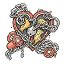heart shaped chain with broken parts tattoo design idea
