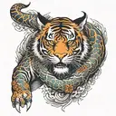 tiger and dragon wrapped around the shoulder and arm  tattoo design idea