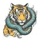 tiger and dragon wrapped around the shoulder and arm  tattoo design idea