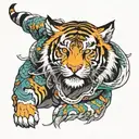tiger and dragon wrapped around the shoulder and arm  tattoo design idea