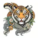 tiger and dragon wrapped around the shoulder and arm  tattoo design idea