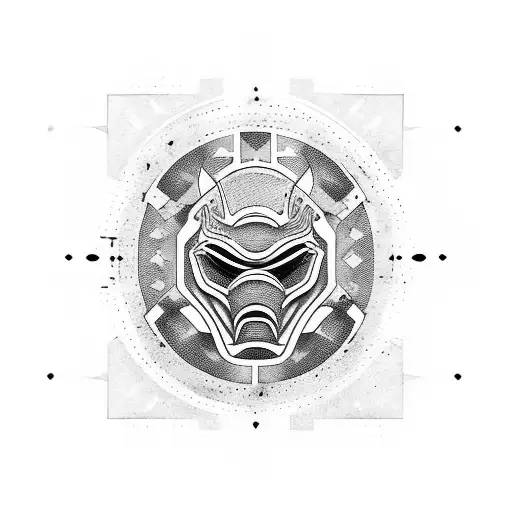 ronin mask top of hand tattoo design idea