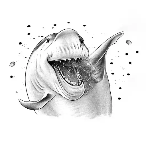 An aggresive beluga whale with an open mouth tattoo design idea