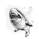 Head of an aggresive beluga whale with an open mouth tattoo design idea