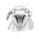 Head of an aggresive beluga whale with an open mouth tattoo design idea