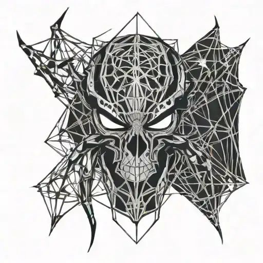 spider and dark skull tattoo design idea