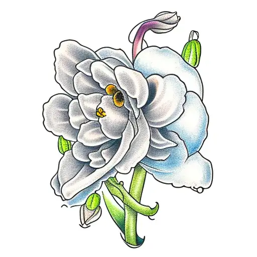flower bukey from daisy,lily of the valley, sweet pea, narcissus  tattoo design idea
