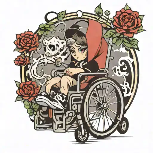 kid in a wheelchair  tattoo design idea