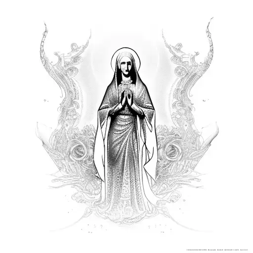Futuristic, virgin mary tattoo design idea