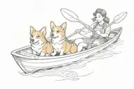 girl holding corgi in a kayak tattoo design idea
