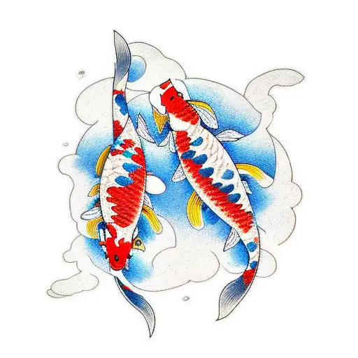 two koi fish tattoo design idea