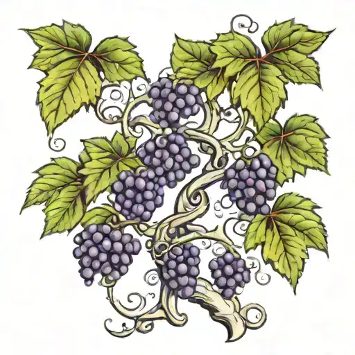 vine tree  with grape from waist to chest  tattoo design idea