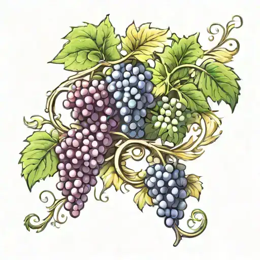 vine with grape from waist to chest  tattoo design idea