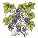 vine tree  with grape from waist to chest  tattoo design idea