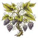 vine tree  with grape from waist to chest  tattoo design idea