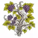 vine tree  with grape from waist to chest  tattoo design idea