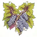 vine tree  with grape from waist to chest  tattoo design idea