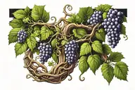 vine tree  with grape from waist to chest  tattoo design idea