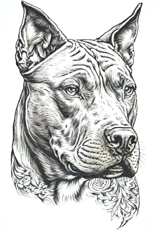 pit bull head tattoo design idea