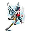cupidon with baseball bat tattoo design idea