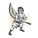 cupidon with baseball bat tattoo design idea