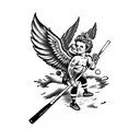cupidon with baseball bat tattoo design idea