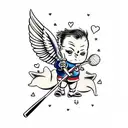 cupidon with baseball bat tattoo design idea