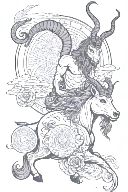 Greek mythology and capricorn tattoo design idea