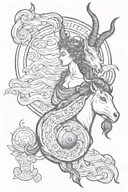 Greek mythology and capricorn tattoo design idea