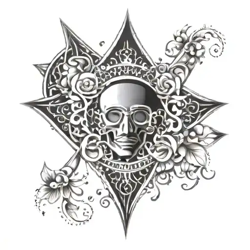 Create a tattoo design that combines black spade symbols with sensual imagery of black men and provocative motifs, inspired by the allure of a seductive black queen tattoo design idea