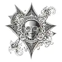 Create a tattoo design that combines black spade symbols with sensual imagery of black men and provocative motifs, inspired by the allure of a seductive black queen tattoo design idea