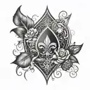 Create a tattoo design that combines black spade symbols with sensual imagery of black men and provocative motifs, inspired by the allure of a seductive black queen tattoo design idea