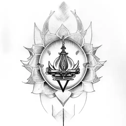 scales of Justice, Saint Michael and Lotus flower tattoo design idea