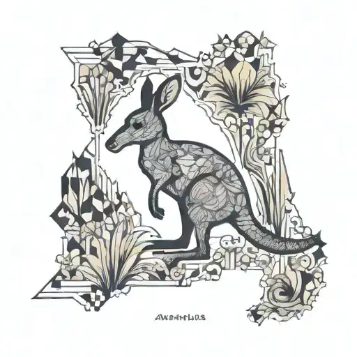 a Kangaroo inside of Australia outline tattoo tattoo design idea