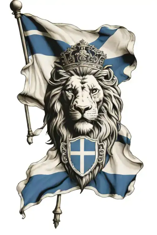 Greek flag, serbian flag, lion head tattoo design idea