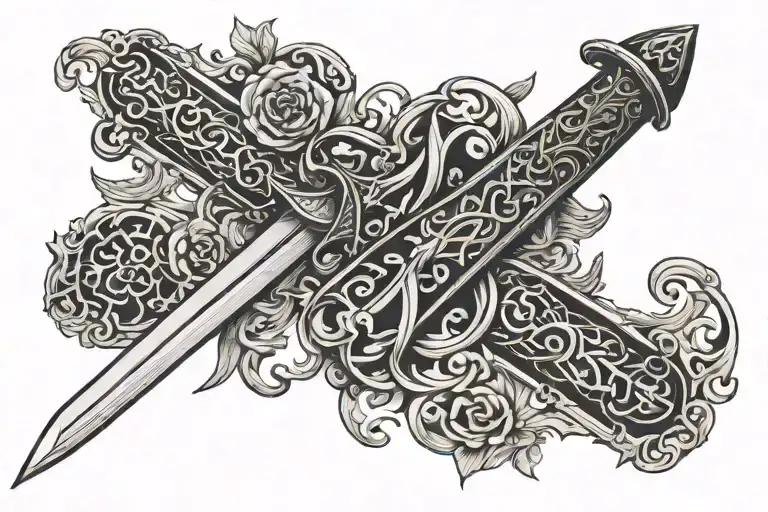 Zulfiqar sword tattoo design idea