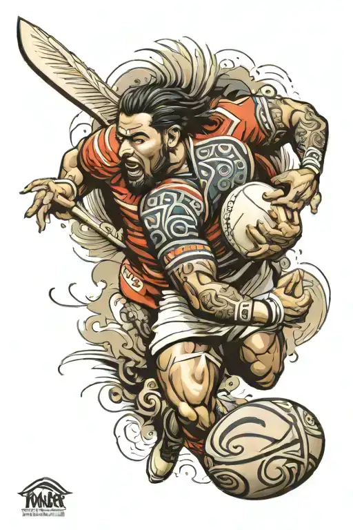 rugby and Maori tattoo tattoo design idea