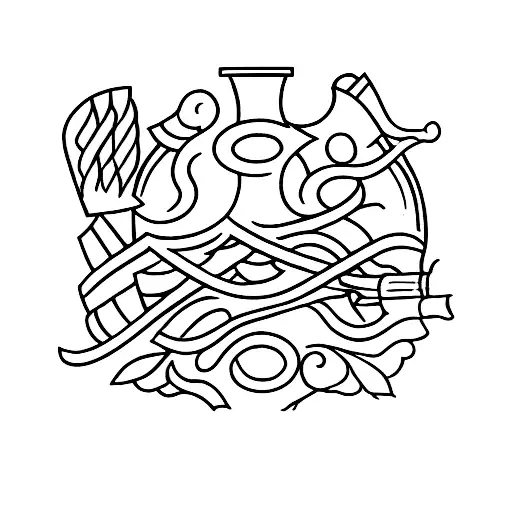 table with wine and bread  tattoo design idea