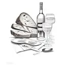table with wine and bread  tattoo design idea