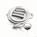 table with wine and bread  tattoo design idea