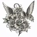 realistic scoliosis spine tattoo with flowers simplistic and wings tattoo design idea