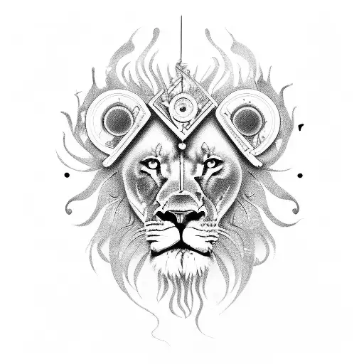 A powerful lion made out of musical instruments, representing the client's wild and passionate nature towards music and their favorite things tattoo design idea