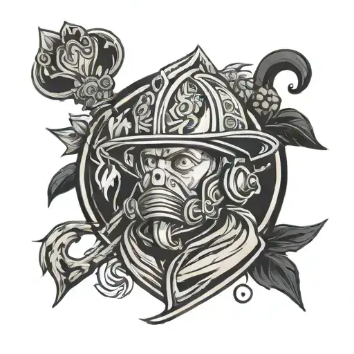 Russian firefighter in a minimalist style tattoo design idea