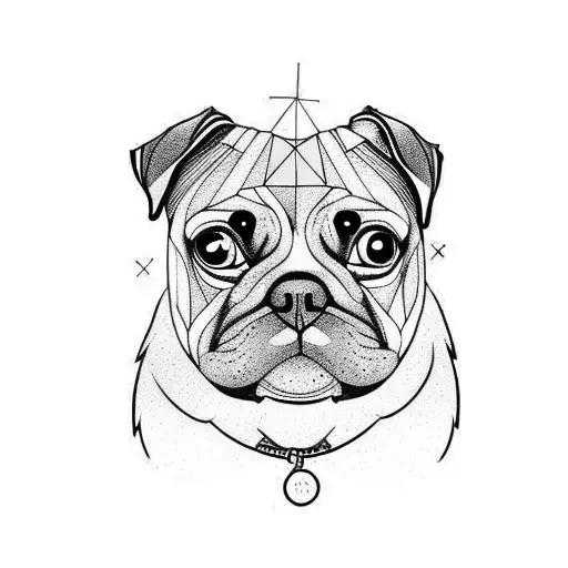 a pug and mutt two dogs tattoo design idea
