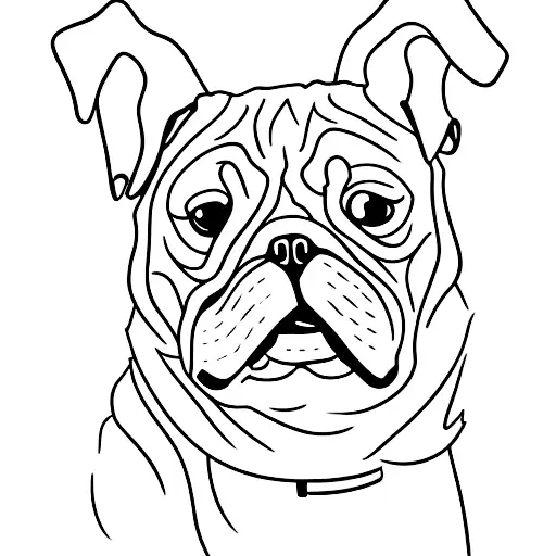 a pug and mutt minimalist tattoo design idea