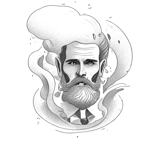 a man sits on a chair with an open book in his hands and instead of a head he has a tornado tattoo design idea