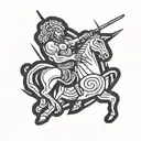 african centaur pointing a rifle tattoo design idea