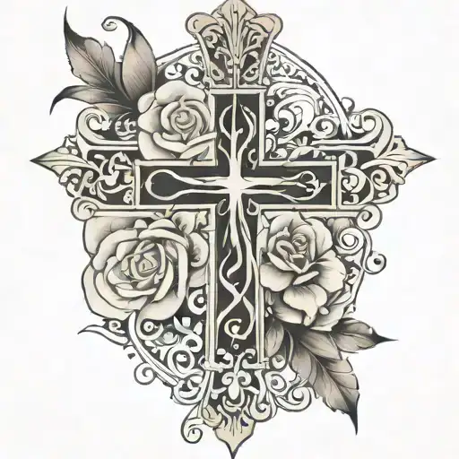 with a cross, a girls name callie and my last name Kekua tattoo design idea